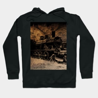 World Steam Travel - Steam Train and World Map Hoodie